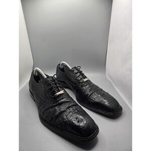 Belvedere Genuine Crocodile & Ostrich Shoes Black Wingtip Oxford Men's Size 10